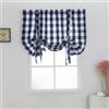 Easnea Buffalo - Tende da cucina con lacci a quadretti, mantovana, con tasca per asta, per bagno, colore: blu navy, L