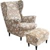 AQIGR Copridivano 2 Pezzi Elasticizzato per Poltrona e Pouf, Fodera Copripoltrona con Orecchie - Copertura Lavabile Rimovibile per Soggiorno, Camera da Letto, Bar(#13)