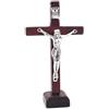 Zhhuoc Crocifisso in legno da parete e da tavolo, crocifisso da parete, croce cattolica in legno con supporto religioso cristiano in piedi croce chiesa ornamenti per la casa per preghiere