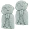 MALUGOGO 2 statue giapponesi Jizo in arenaria, Feng Shui, statuette per meditazione e preghiera, fatte a mano, ornamenti per giardino, acquario, decorazione auto e commemorazione