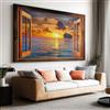 Generic Grande quadro su tela 3D con vista sul mare al tramonto, arte moderna per la parete, decorazione estetica XXL, stampa artistica per soggiorno e camera da letto, regalo, 160x80 cm