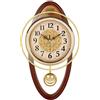 Generic Orologio da parete vintage con texture antica, movimento a pendolo senza ticchettio, stile retrò classico con cornice in plastica e vetro ABS