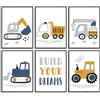 Dazzlewall 6 Pezzi di Poster d'Arte Murale con Camion da Costruzione, Citazioni Motivazionali per Camera di Bambini Maschi, 8x10 pollici Senza Cornice