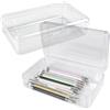 Silkmin 2 Pezzi Scatole Trasparenti in Plastica 20 X 12 X 6cm, Scatole Portaoggetti | con Coperchio a Scatto, Impilabile Contenitore Plastica con Coperchio per Riporre Materiale Scolastico e Da Ufficio