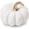 Quancru Decorazioni di zucca finta da 20 cm, statuette in ceramica bianche realistiche per esterni, Halloween, autunno, raccolto, Ringraziamento, cucina, centrotavola, artigianato, 1 pezzo