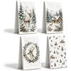 OIFKJUJAK 4 strofinacci da cucina natalizi, 40 x 60 cm, con motivo invernale, in cotone, assorbenti, decorazione natalizia, cucina, decorazione invernale, strofinacci da cucina