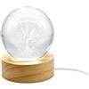 Dongcill Sfera di Cristallo 3D,6 cm Luce Notturna per Bambini con Albero Della Vita | Lampada da Notte a Forma di Sfera in Vetro con Base a LED,Luce Calda,Crystal Ball per Camera, Decorazione Casa e Regalo