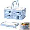 hegdisun Scatola Pieghevole con Manico, 34,4 × 24,4 × 17,7 cm | Cassetta Pieghevole in Plastica con Coperchio, Versatile per Campeggio, Cucina e Camera, Salvaspazio e Resistente