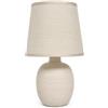 Aigostar Lampada da tavolo in ceramica, paralume tessuto, ovale crema, E14 | Lampada da comodino, φ17×H31 cm, 1,3 m cavo con interruttore, per soggiorno, camera da letto, ingresso. Senza lampadina