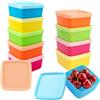 TAIXING Set di 10 piccoli contenitori con coperchio, quadrati, in plastica, 5 colori, mini barattoli con coperchio, per conservare snack e frutta