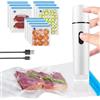 VOAKZEF Sigillatrice sottovuoto portatile per alimenti, mini sigillatrice sottovuoto elettrica, ricaricabile, con 10 sacchetti sottovuoto riutilizzabili, per conservare e conservare gli alimenti