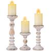 Romadedi - Portacandele decorativo in legno per candele a colonna: set di 3 candelabri decorativi in legno rustico, per caminetto, mensola da tavolo in stile fattoria, 6 , 21,1 cm, 30,5 cm