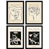 Nacnic Set di 4 illustrazioni di Picasso. Collezione Noir Espressione. Illustrazioni in stile Galleria d'arte. Decorazione d'interni. A4 senza cornice.