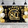 PLATEYTR 80 Striscione di Compleanno 80 Anni Compleanno Festa Decorazioni Oro Nero Fotografia Poster di Compleanno Extra Large Fondale 80 Anni di Buon Compleanno Decorazione di Festa