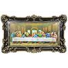 LIGUORO SHOP Quadro dell' Ultima Cena di Leonardo Da Vinci Riproduzione Stampata su Banner Telato con Cornice Barocca cm 96X56 (Nero/Oro)