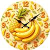 LOVIVER Orologio da Parete Orologio Industria Orologio Analogico Orologio Decorativo Orologio Legno con Lancette Chiare Quadrante in Legno Stile Moderno, Giallo, Banana Ananas