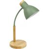 Generico Lampada da Scrivania Regolabile con Collo Flessibile, Attacco E27 Max 40W, Lampada da Tavolo in Metallo con Base Effetto Legno, per Studio, Lettura, Ufficio e Comodino - Verde