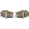 emmevi Coppia Set 2 Copripoltrona Salva Poltrona Universale Imbottito Morbido Double Face Elegante Tortora
