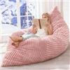 SXBCyan Fodera Poltrona A Sacco Gigante in Peluche for Adulti (Senza Imbottitura), 140x180cm Pouf Rettangolare Spessa Morbida, Copridivano, Relax, Salotto, Futon, Puff(140x180cm-pink)