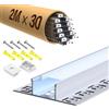 LASLUX 30 x Profilo Alluminio per Strisce LED 2M, Profilo Cartongesso per Barra Led, Installazione Superficiale per Illuminazione Indiretta del Soffitto, Compatibile con Diffusore Led e Canaline led