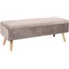 Relaxdays Panca velluto, con spazio contenitivo, HxLxP: 40 x 110 x 40 cm, gambe in legno, panca imbottita, crema