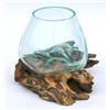 Wogeka Balibarang-Shop Regalo Decorazione Gamal Radice in Legno Teak Vaso di Vetro Ø 10 cm XS