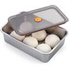 MICHIHOMIE Cassetta Lievitazione Pizza Inox con Valvola e Data | Contenitore per Alimenti in Acciaio Inox, Coperchio Ermetico con Valvola Silicone, Data, per Impasto, Carne, Insalata