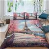 Generic Set di biancheria da letto con stampa 3D della Torre Eiffel, copripiumino con chiusura a cerniera, motivo silhouette di Parigi, in morbida microfibra, per letto king size (220 x 240 cm)