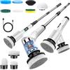 Oskuglin Spazzola Elettrica Pulizia, 9 Accessori, Telescopica, Bianca | Spazzola rotante senza fili, 2 velocità, ricarica USB, display LED e IPX6, per bagno, doccia, fughe, piastrelle e pavimenti