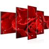 Runa Art - Quadri Fiori Rose 200 x 100 cm 5 Pezzi XXL Decorazione Murale Design Rosso 200451a