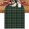 LRartdeco Runner di Natale Tartan Runner da Tavolo Buffalo Plaid Tovaglia Moderna in Lino Verde 33x183 cm Per Decorazioni Soggiorno Cucina Tavolo da Pranzo Home Decor