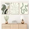 Herfair Set di 3 poster di alta qualità, con geometria verde astratta, immagini su tela, moderne, per soggiorno, camera da letto, senza cornice (A,50 x 70 cm)
