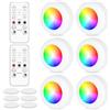 Behogan Lampada da incasso a LED, 6 pezzi, illuminazione a batteria, per armadio, cucina, a LED, rotonda, con 2 telecomandi, lampada touch senza fili, per cucina e scaffale (senza batteria)