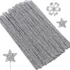 QianFenShi 100Pcs Scovolini Colorati Per Lavoretti,30cm × 6mm,Argento | Glitter Steli di Ciniglia Scovolini,Per Decorazioni Natalizie Artigianali Creative DIY
