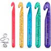 Nurila Set di 5 uncinetti da 12-25 mm con anelli per uncinetto | Uncinetto XXL con design glitterato trasparente per coperte, tappeti e filato spesso