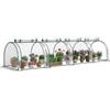 Outsunny Serra da Giardino a Tunnel con 4 Porte Avvolgibili in Acciaio e PVC Trasparente 395x100x80cm