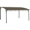 Fisinber Pergola 4 x 3 m, gazebo per giardino e terrazza, tettoia in acciaio verniciato a polvere, con tettuccio parasole, tenda da giardino e carport per esterni, tortora