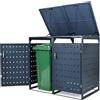 RELAX4LIFE Casetta da Giardino 1,24 m³ per Bidoni Spazzatura 120 L e 240 L | Capanno Porta Attrezzi in Metallo Zincato Resistente alle Intemperie con Tetto Apribile, Porta Bloccabile e 4 Chiavi