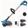 JUTOSGSKW Tagliaerba a Batteria 18V, Decespugliatore Elettrico Senza Filo con 2 Batterie 3000mAh, Testina Regolabile a 90°, Asta Telescopica, Doppio Interruttore di Sicurezza, con Caricatore