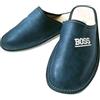 MARKA WYROBY WEŁNIANE - Pantofole da uomo - Pantofole da uomo - in pelle, con soletta in pelle - Chiuse con scritta Boss - Pantofole da casa
