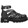Cult Sandali Gladiatore Platform in Pelle Nera con Fibbie Doppie e Zip Posteriore, Suola Chunky Antiscivolo, Stile Gothic Alternativo, Taglia 37