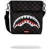 SPRAYGROUND Borsa a tracolla moderna rettangolare con tracolla regolabile in ecopelle nera - SHARKS IN PARIS HYPER PUFF MESSENGER SLING by SPRAYGROUND