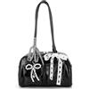JUCHRZEY Borsa sottobraccio da donna Borsa da bowling con fiocco in pelle PU con tasca interna Borsa tote con chiusura a cerniera Borsa for viaggi di lavoro