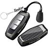 Rondrive Custodia portachiavi compatibile con Mitsubishi Outlander PHEV 2025 2026 2024 portachiavi in metallo per chiave auto, custodia portachiavi in fibra di carbonio nero