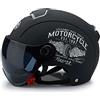 Ergocar Mezzo Casco Con Visiera Parasole ABS Combinato Con EPS | Casco aperto classico con calotta in ABS 709 e strato tampone in EPS. Offre una protezione affidabile alla guida