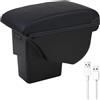 KAERGK Bracciolo Auto Compatibile con Kia Soul 2010-2013 | Spazio di Archiviazione a Due Livelli, Facile da Montare, 3 Porte USB, Pelle PU, Linea Nera