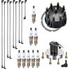RPS - Kit di manutenzione marina adatto ai motori Mercruiser V8 Thunderbolt con accensione a distributore, include cappuccio del distributore, rotore, cavi candela da 8 mm e 8 candele MR43T