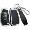 ontto Custodia per chiave auto, adatta per Audi A1 A3 8P A4 A5 A6 A7 S3 S7 Q2 Q3 Q5 SQ5 C5 C6 TT RS3 Custodia in metallo PU pelle chiave telecomando cover portachiavi 3 tasti argento nero
