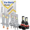 ROADSUN Lampadine alogene a LED per la guida notturna, 120W, 6000K Luce Bianca, Abblaglianti H1, Anabbaglianti H7, Fendinebbia H11, Fari LED per auto destrorse, For Dacia Duster 2010-2017