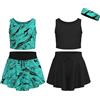 Essenclo Flowy Girls Butterfly Shorts Skirts w/Pockets & Athletic Sleeveless Tank Tops, Dance Tennis Cheer Running (5pc Set)